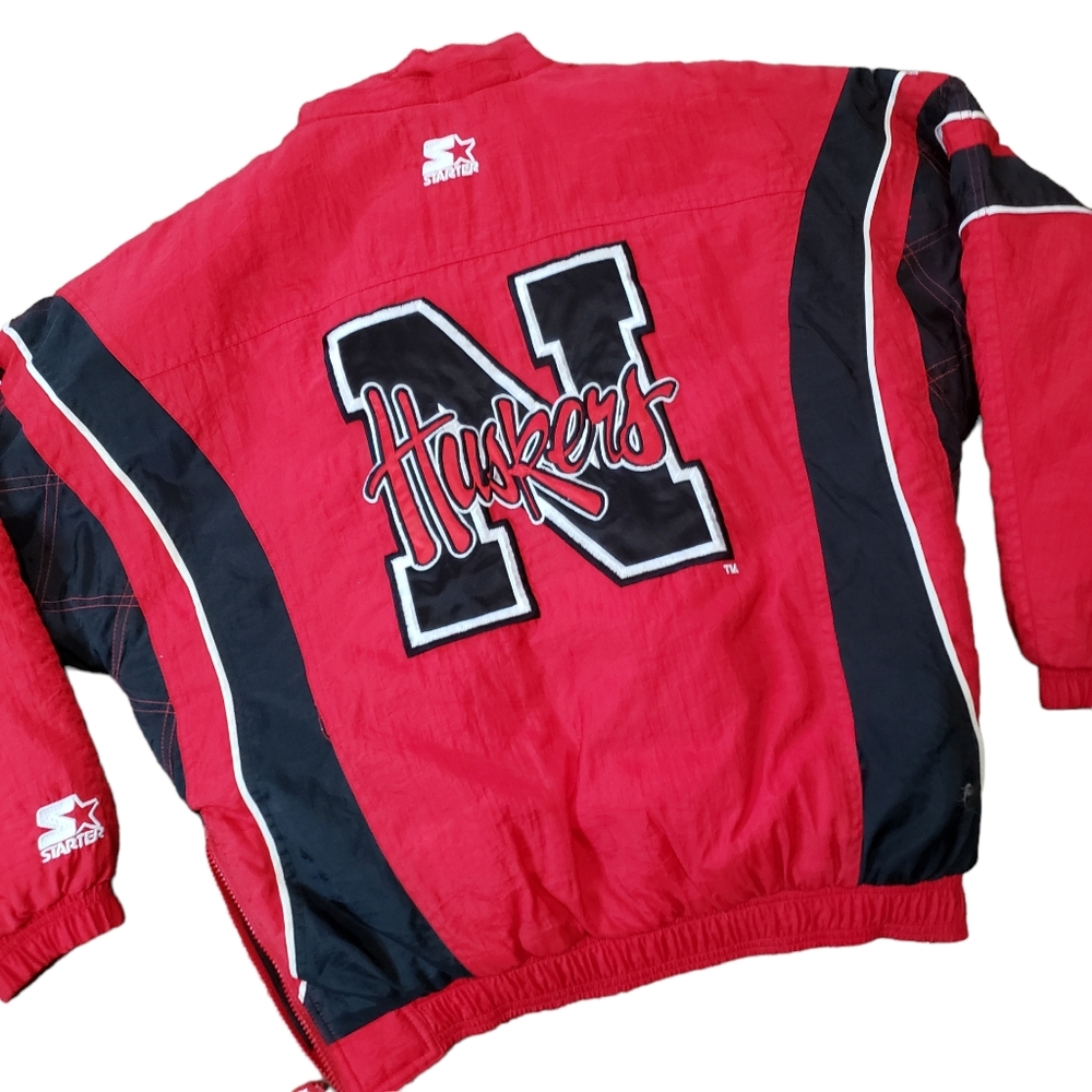 Nebraska Huskers Jacket Vintage Starter Pullover Collegiate Winter Coat Retro M - Picture 12 of 15